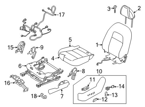 2019 Nissan Altima Power Seats Pad Assy-Cushion, Front Seat LH Diagram for 87361-6CA3A