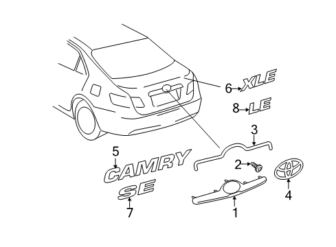 2010 Toyota Camry Exterior Trim - Trunk Lid Nameplate Diagram for 75442-06050