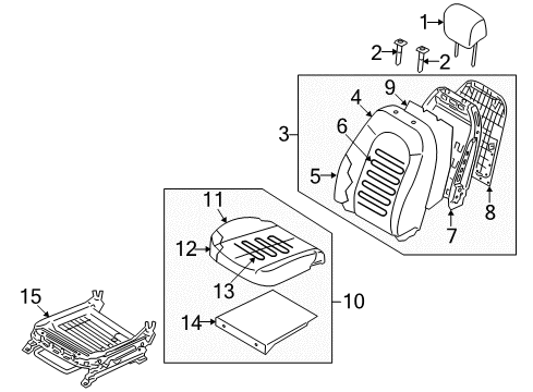 2012 Hyundai Elantra Driver Seat Components Adjust Assembly-Front Seat Driver Diagram for 88501-2L500