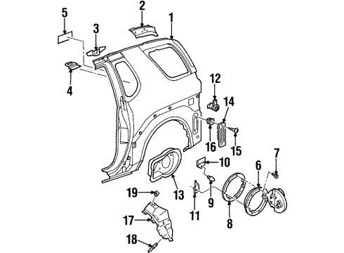 1999 Isuzu VehiCROSS Quarter Panel & Components Clip, Liner (Inner) Diagram for 8-94328-493-2