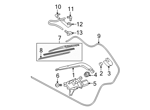 2008 Toyota Yaris Lift Gate - Wiper & Washer Components Wiper Motor Bolt Diagram for 90105-A0063