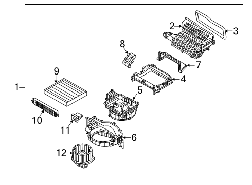 2019 Hyundai Kona A/C & Heater Control Units Case-Blower, Upper Diagram for 97114-J9010