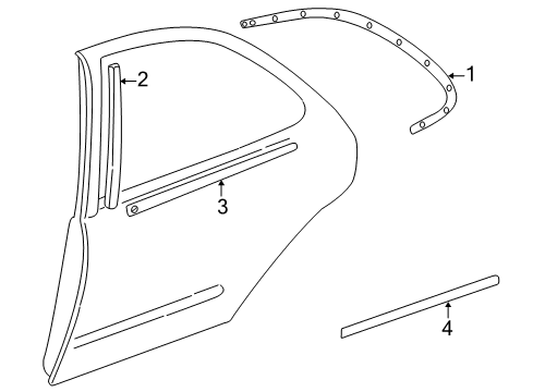 2000 Nissan Altima Exterior Trim - Rear Door Moulding-Rear Door, RH Diagram for 82870-9E004