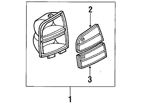 1991 Oldsmobile Delta 88 Tail Lamps Lamp Asm-Rear With Back Up & License Lamp Diagram for 5975670