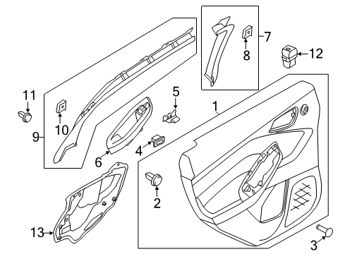 2015 Ford Focus Front Door Door Trim Panel Diagram for DM5Z-5427407-EC