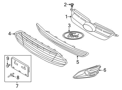 2015 Ford C-Max Grille & Components Center Grille Diagram for DM5Z-17K945-BA