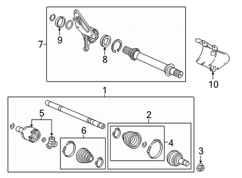 2022 Acura MDX Drive Axles - Front BOOT SET, OUTBOARD (NTN) Diagram for 44018-THR-305