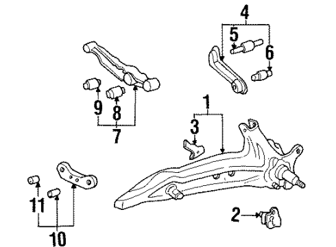 1994 Honda Civic del Sol Rear Suspension Components, Lower Control Arm, Upper Control Arm, Stabilizer Bar Bracket, L. Brake Hose Diagram for 46439-SH3-020