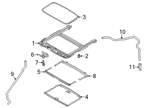 2014 Ford Focus Sunroof Sunroof Frame Diagram for CP9Z-5451070-AA