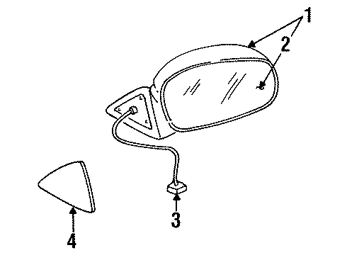 1997 Kia Sportage Outside Mirrors Outside Rear View Mirror & Holder Assembly, Left Diagram for 0K01969185