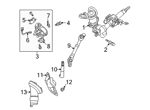 2013 Toyota Matrix Steering Column & Wheel, Steering Gear & Linkage Controller Diagram for 89650-02770