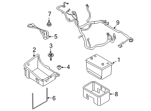 2021 Ford F-250 Super Duty Battery Battery Cable Diagram for LC3Z-14300-Z