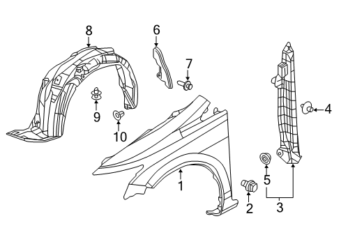 2012 Honda Civic Fender & Components Fender, Left Front (Inner) Diagram for 74151-TR2-A00