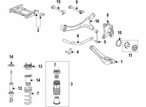 2022 GMC Yukon XL Rear Suspension Components, Lower Control Arm, Ride Control, Stabilizer Bar Control Module Diagram for 85165398