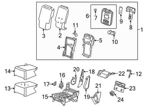 2020 GMC Sierra 3500 HD Front Seat Components Tray Diagram for 84166725