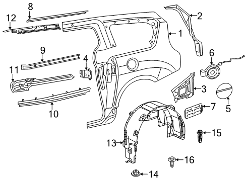 2018 Chrysler Pacifica Side Panel & Components TROUGH-LIFTGATE Opening Diagram for 68186322AB