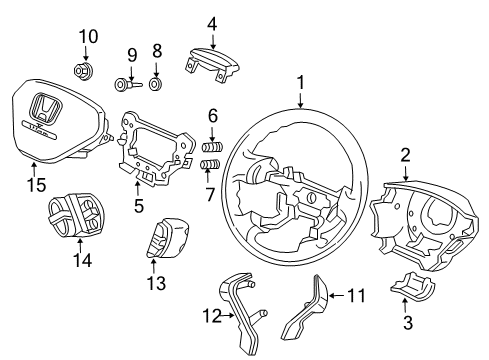 2007 Honda Pilot Cruise Control System Nut, Steering Wheel Diagram for 90163-S04-000