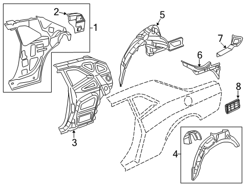 2015 Dodge Challenger Inner Structure - Quarter Panel Panel-WHEELHOUSE Diagram for 68174028AE