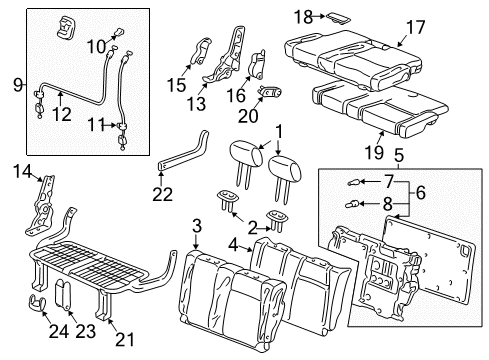 2003 Honda Pilot Rear Seat Components Frame, L. RR. Seat Cushion Diagram for 82536-S9V-A01