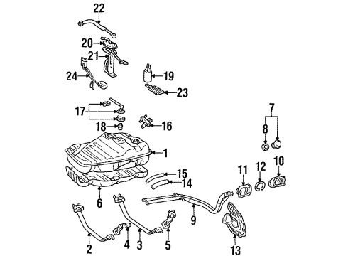 1997 Lexus LX450 Fuel System Components Fuel Tank Mount Strap Diagram for 77602-60060