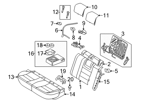 2011 Lincoln MKZ Rear Seat Components Armrest Assembly Diagram for AH6Z-5467112-CB