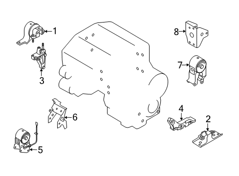 2005 Nissan Murano Engine & Trans Mounting Engine Mounting Bracket, Rear Diagram for 11332-CA000