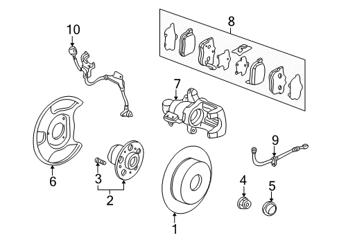 2004 Acura RSX Brake Components Caliper Sub-Assembly, Left Rear (Reman) Diagram for 43019-S5A-J02RM