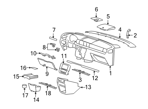 2004 Mercury Monterey Instrument Panel Components Cup Holder Diagram for 4F2Z-1713562-AAA