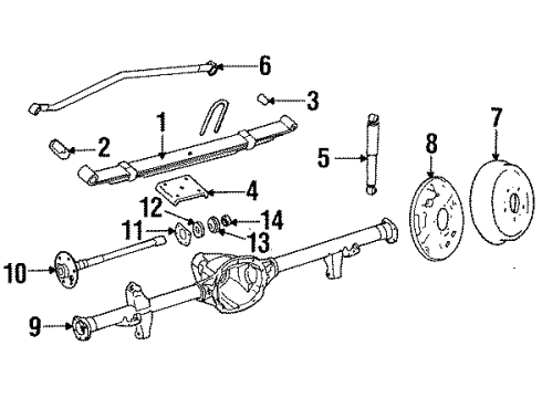 1988 Jeep Wrangler Rear Suspension Components, Axle Housing BUSHING-Front And Rear Leaf Spring Sha Diagram for 52002552