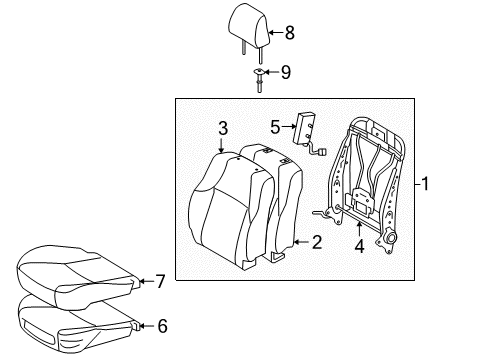 2011 Toyota 4Runner Driver Seat Components Seat Cushion Pad Diagram for 71512-60291