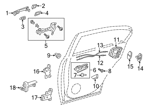 2013 Lexus GS350 Rear Door Front Door Handle Assembly, Outside Right Diagram for 69210-48040-B5