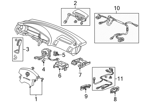 2001 Acura CL Air Bag Components Reel Assembly, Cable Diagram for 77900-S84-A21