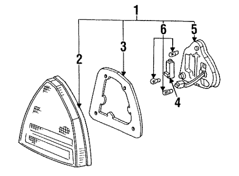 1993 Honda Prelude Tail Lamps Lamp Unit, R. Diagram for 33501-SS0-A01