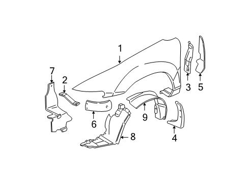 1998 Chevrolet Malibu Fender & Components Fender Diagram for 22602678