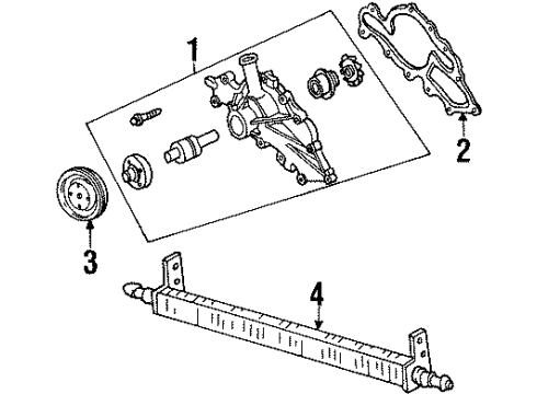 1999 Mercury Sable Power Steering Oil Cooler, Water Pump Cooler Assembly Diagram for F8DZ-3F749-CA
