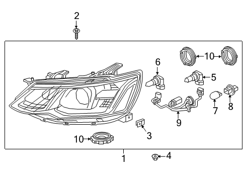 2018 Chevrolet Sonic Headlamps Front Headlight Assembly Diagram for 42703393