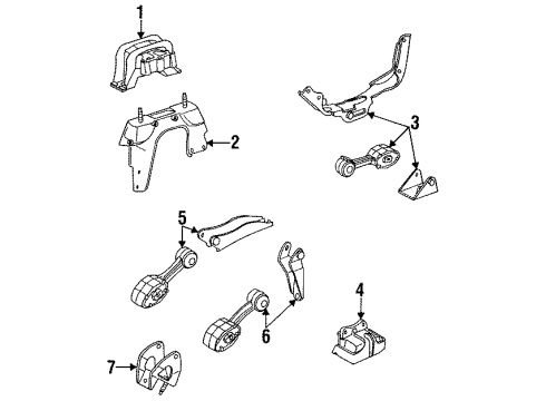 1992 Saturn SL1 Engine Mounting Bracket Asm, Trans Strut Diagram for 21011292