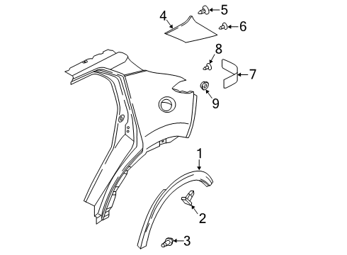 2018 Nissan Kicks Exterior Trim - Quarter Panel Over Fender-Rear, RH Diagram for 93828-5RB0A