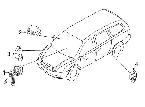 2014 Kia Sedona Air Bag Components Clock Spring Contact Assembly Diagram for 934904D205