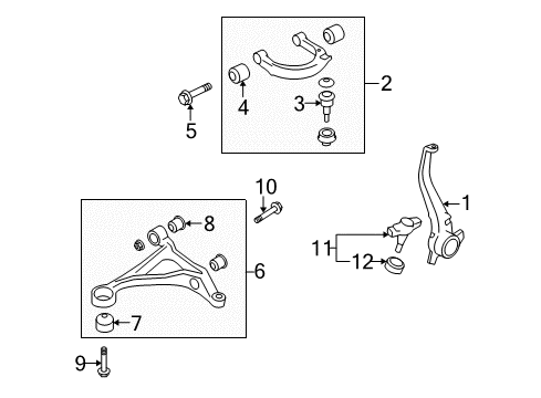 2007 Hyundai Azera Front Suspension Components, Lower Control Arm, Upper Control Arm, Stabilizer Bar Bolt-Flange Diagram for 544603K000