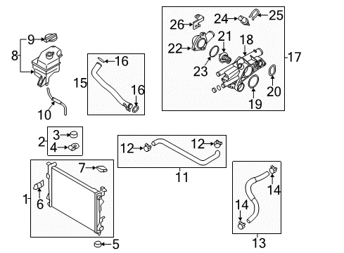 2014 Hyundai Sonata Radiator & Components Reservoir Tank Assembly Diagram for 25430-3S000