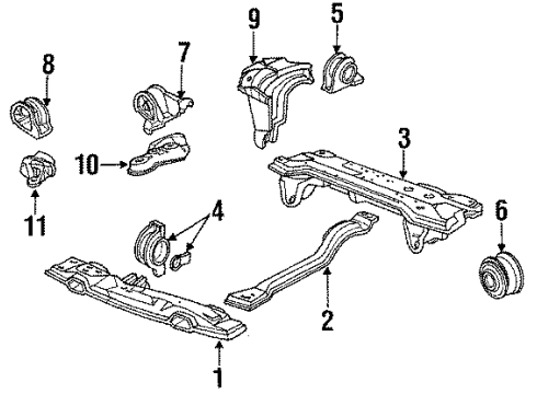 1993 Acura Integra Engine Mounting Bracket, Transmission Mounting (At) Diagram for 50825-SK7-980