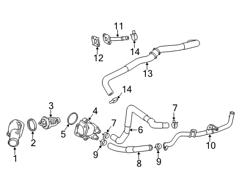 2021 Toyota C-HR Radiator & Components Water Outlet Pipe Diagram for 16268-37041