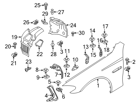 2015 BMW M5 Fender & Components Body Nut Diagram for 07147133884