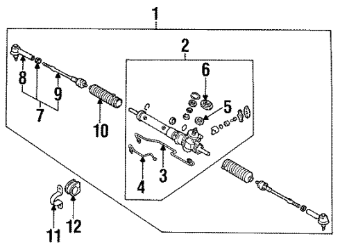 1988 Nissan Sentra Steering Gear & Linkage Rod Assembly-Tie Diagram for 48510-53M26