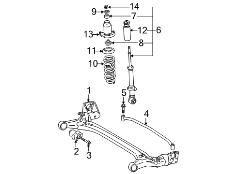 Diagram for 2008 Toyota Corolla Rear Suspension, Stabilizer Bar, Suspension Components 