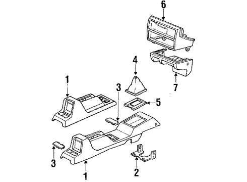 1990 Honda Civic Floor Console Console, Center *YR89L* (PALMY BROWN) Diagram for 83411-SH3-951ZC