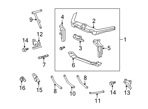 2009 Acura TL Automatic Temperature Controls Frame Set, Front Bulkhead (Upper) Diagram for 04602-TK4-A00ZZ