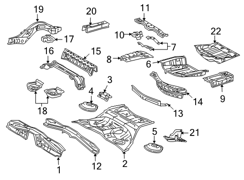 2009 Lexus GS450h Rear Body - Floor & Rails Pan, Center Floor Diagram for 58211-30370