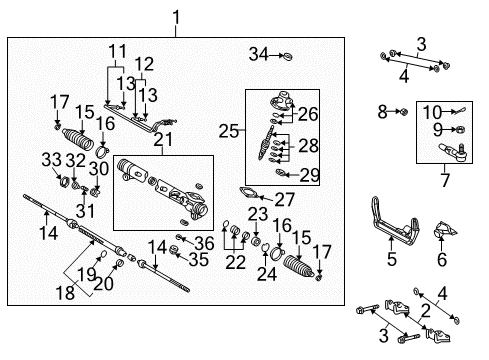 2001 Toyota MR2 Spyder Steering Column & Wheel, Steering Gear & Linkage Outer Tie Rod Nut Diagram for 90170-12018